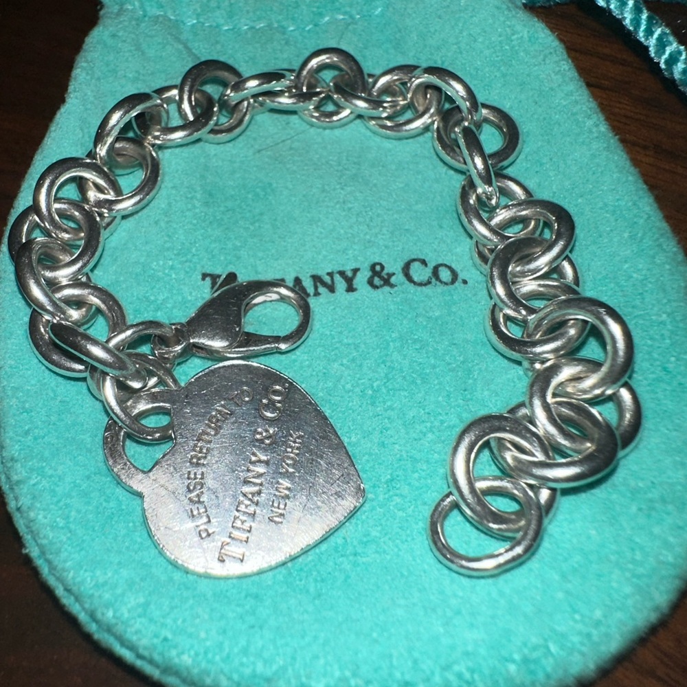 Free Shipping! Tiffany&Co. Heart Tag Silver Chain Bracelet w Lobster Clasp